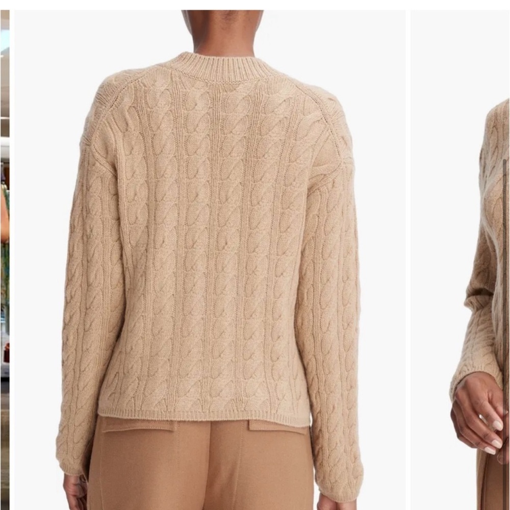 64 - NWOT- $395;Vince, Cable Knit Wool Blend Crewneck Sweater-size large - Picture 2 of 2